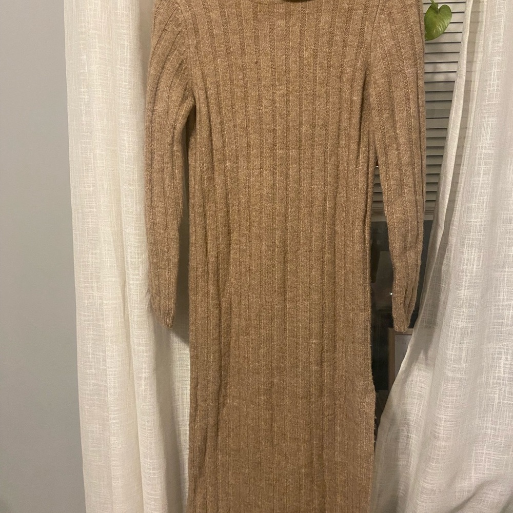 ASOS Ribbed Knit Dress in TAUPE